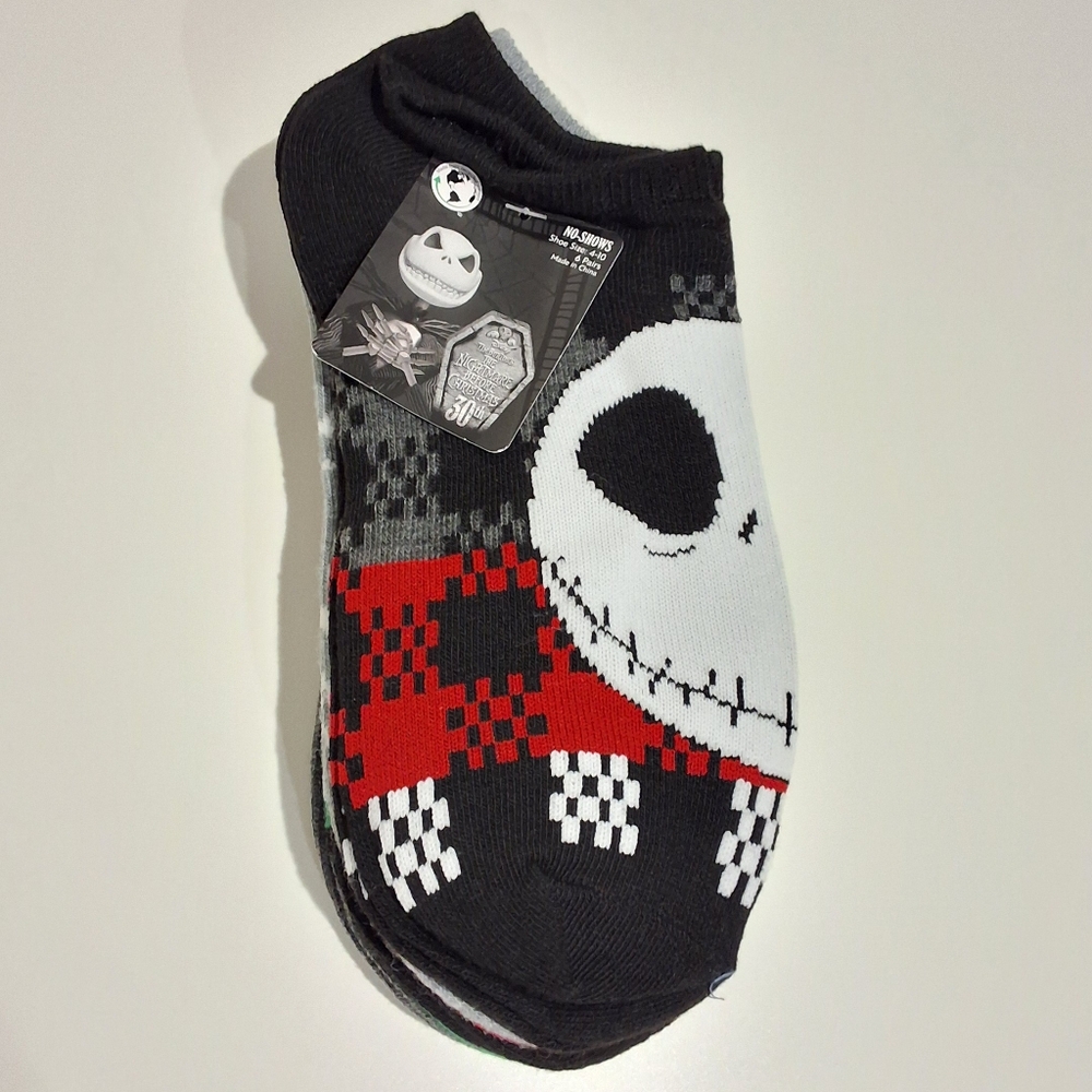 Disney The Nightmare Before Christmas Holiday Women's No Show Socks, 6 Pairs,NWT